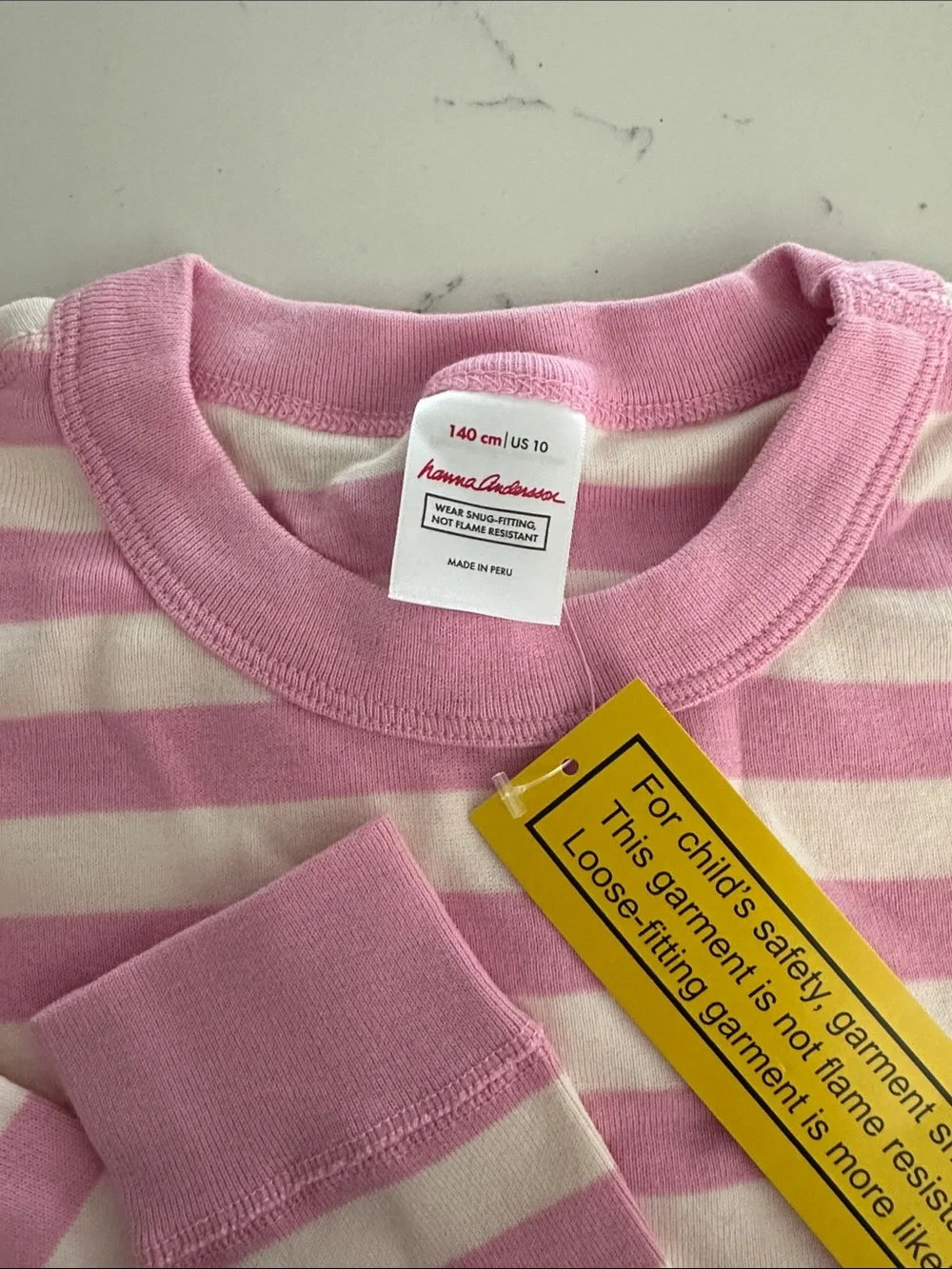 Hanna Andersson Pink and Cream Striped Long Sleeve Pajama set size 10